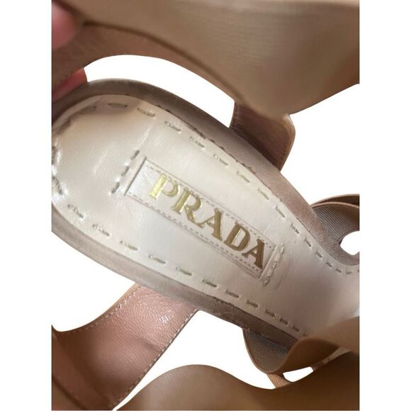Authentic Prada Camoscio Nude/Blush Elastic Strappy Suede Heels 39.5 EU 9.5 US - Picture 5 of 13